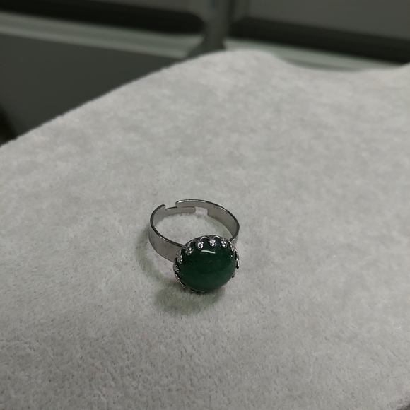 Green Aventurine Ring Natural Gemstone Adjustable Stainless-Steel Ring Crystal - Picture 10 of 16